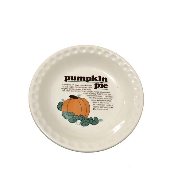 Vintage Ceramic Pumpkin Pie Recipe Baking Pan - Picture 1 of 4
